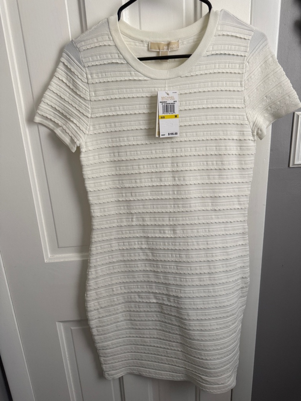 MICHAEL Michael Kors Cream Textured Short Sleeve Dress